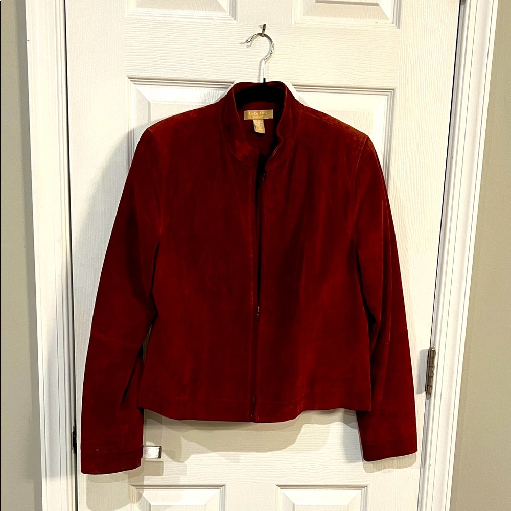 Vintage Y2K Kate Hill Deep Red Leather Jacket Sz 10